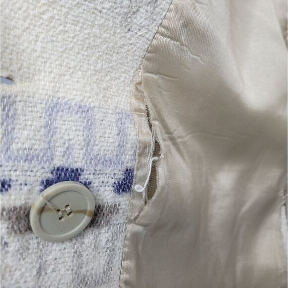 VINTAGE 90s peacoat French County Express wool blend southwestern‎ oversized M - Picture 11 of 15